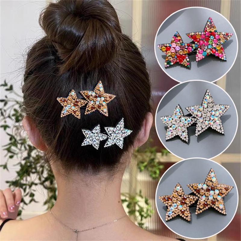 

Pentagram Rhinestone Hairpin - Celebrity Style Hair Clip for Women