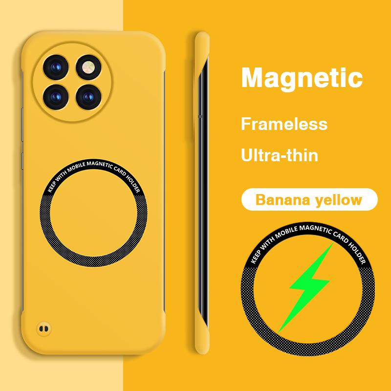 

Magnetic No Border Phone Case for Xiaomi Civi4 14 Civi 4 Pro 4Pro 14Civi 5G Funda Thin Camera Protection High Quality Back Cover Xiaomi Civi 4 Pro банан жовтий колір