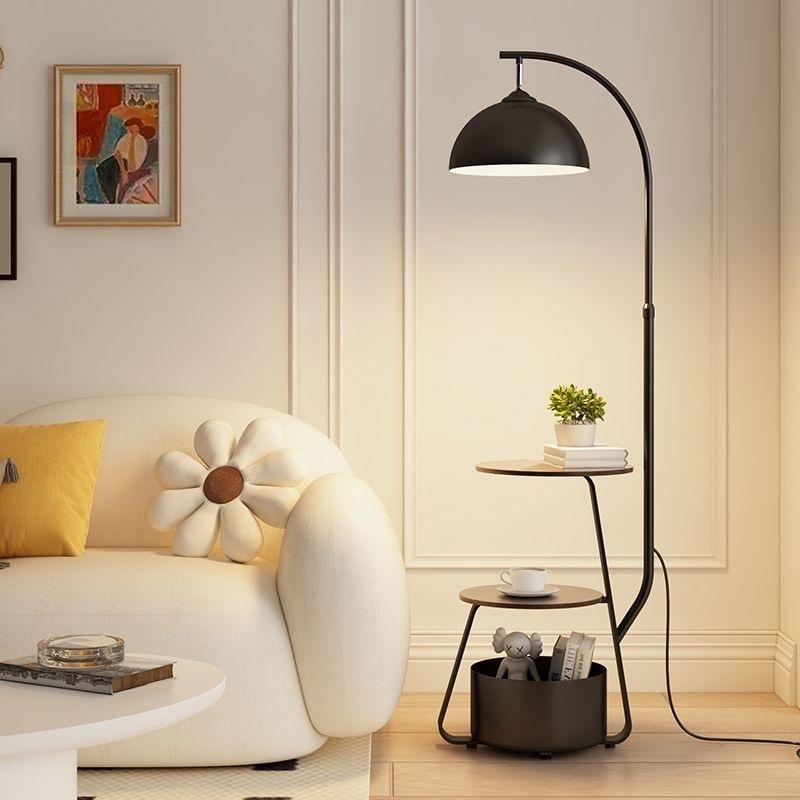 Nordic Cream Floor Lamp with Shelf - Modern Living Room, Study, Bedroom & Bedside Vertical Table Lamp