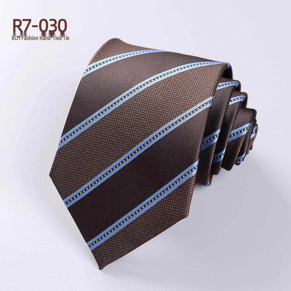 Versatile Retro Striped Tie for Men - Hand-Knotted British Korean Style In Brown, Green, and Blue for Business and Formal Wear.
