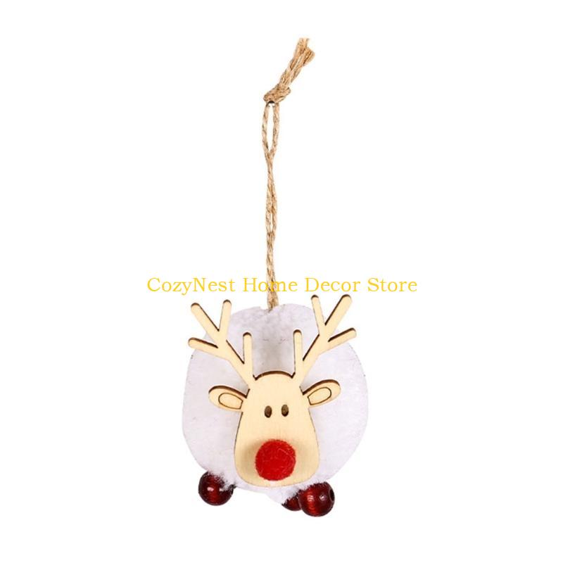 92MF Comfortable Felt Deer Pendant Christmas Decorations Creative Elk Lamb Ball Christmas Tree Hanging Pendant Gift