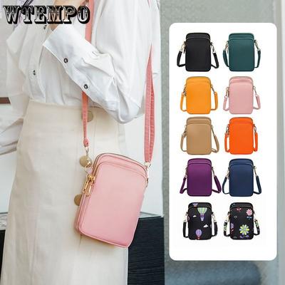 Handytasche Damen Umhängetasche Mini Canvas Tasche Vielseitiger Vertikaler Stil Einzelne Schulter Schlüssel Münzfach