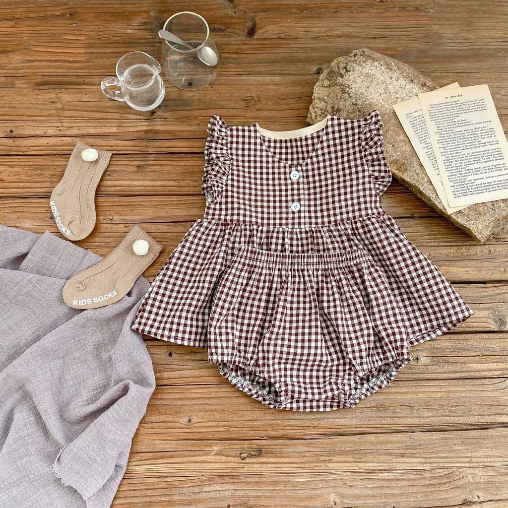 Adorable Summer Checked Top And Shorts Set For Baby Girls With Comfortable Cotton Fabric