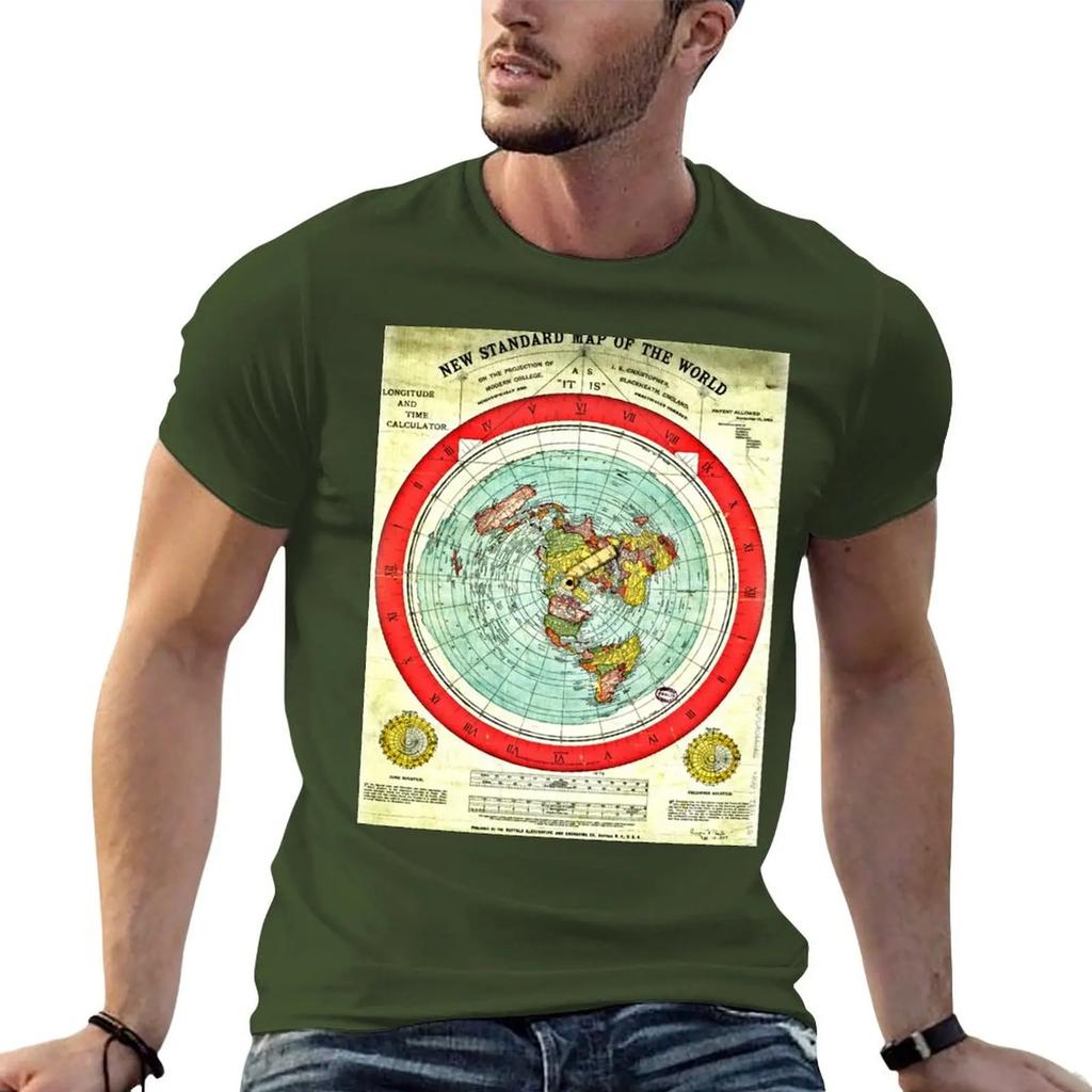 Gleason 1892 Flat Earth Map Research Flat Earth T-Shirt Vintage Anime Shirt Anime Stuff Plus Size Men Clothing