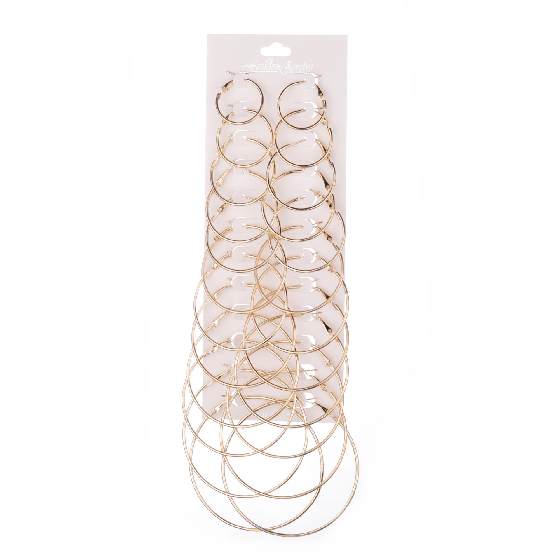European & American New Style Hoop Earrings - Set of 12 Pairs