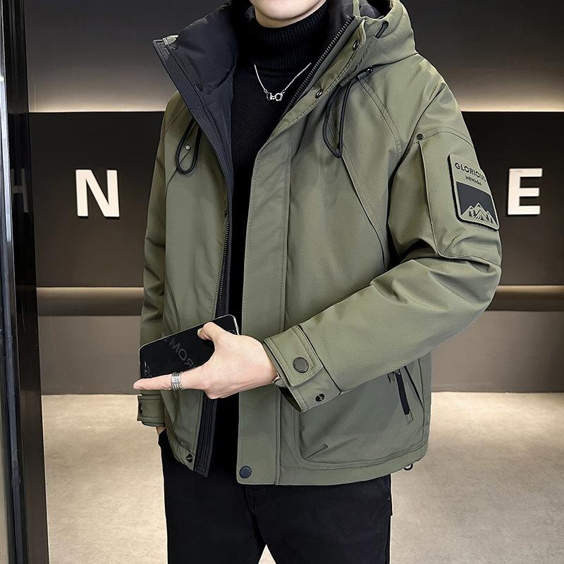 Duck down jacket, thickened warm in winter, men's and women's hooded duck, new.