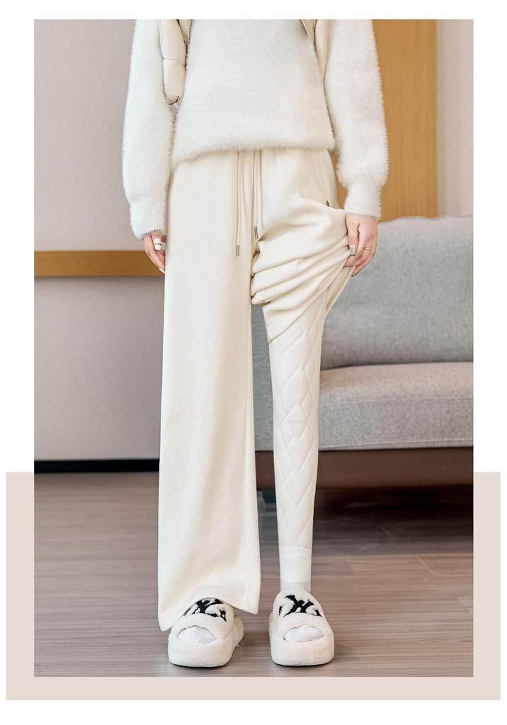 Alpaca Wool High-Waist Thick Warm Pants - 800g One-Piece, Anti-Sag Velvet Layer for Women, Autumn/Winter Outerwear