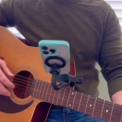 Magnetischer Gitarren-Telefonhalter, verstellbarer Clip, Gitarren-Smartphone-Halterung für 6–8,8 cm dicke Gitarre