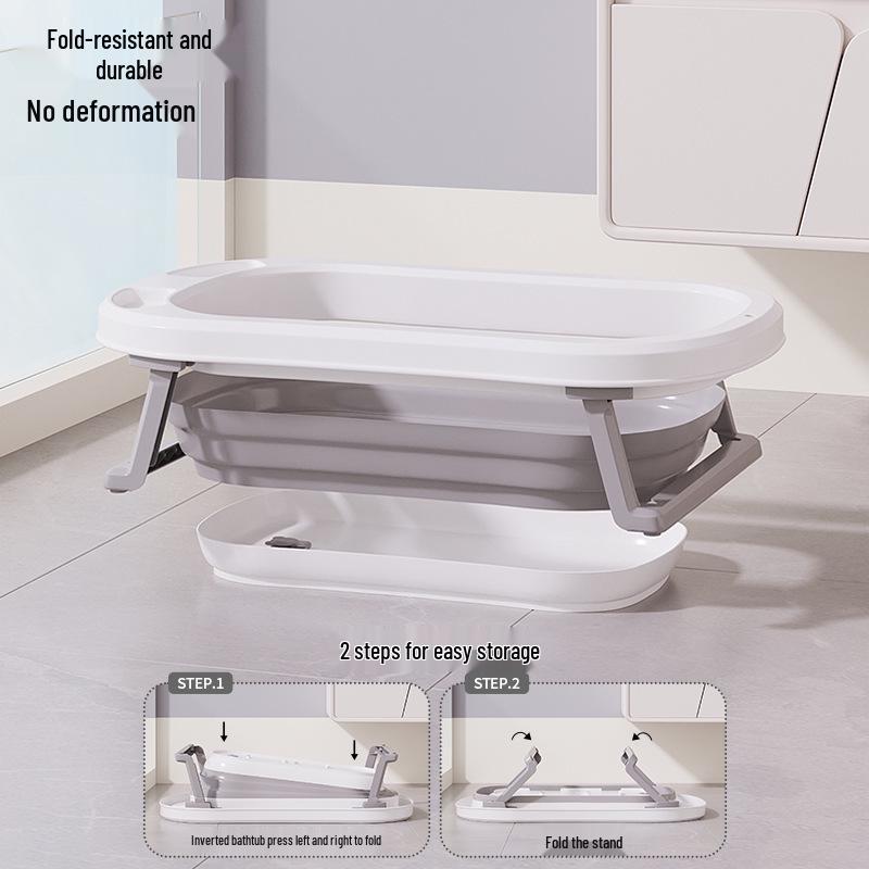 Foldable, Temperature-Sensing Baby and Toddler Bathtub for Sitting or Lying
