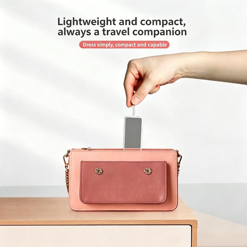 2 in 1 Anti-Static Foldable Hair Comb with Small Makeup Mirror Mini Portable for Travel Cosmetic Touch-ups