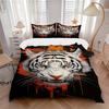 3PCs White Tiger Print Design Cover Set, Breathable Fabric, Machine Washable (1 Duvet Cover + 2 Pillowcases) (Without Quilt) Yy250911080