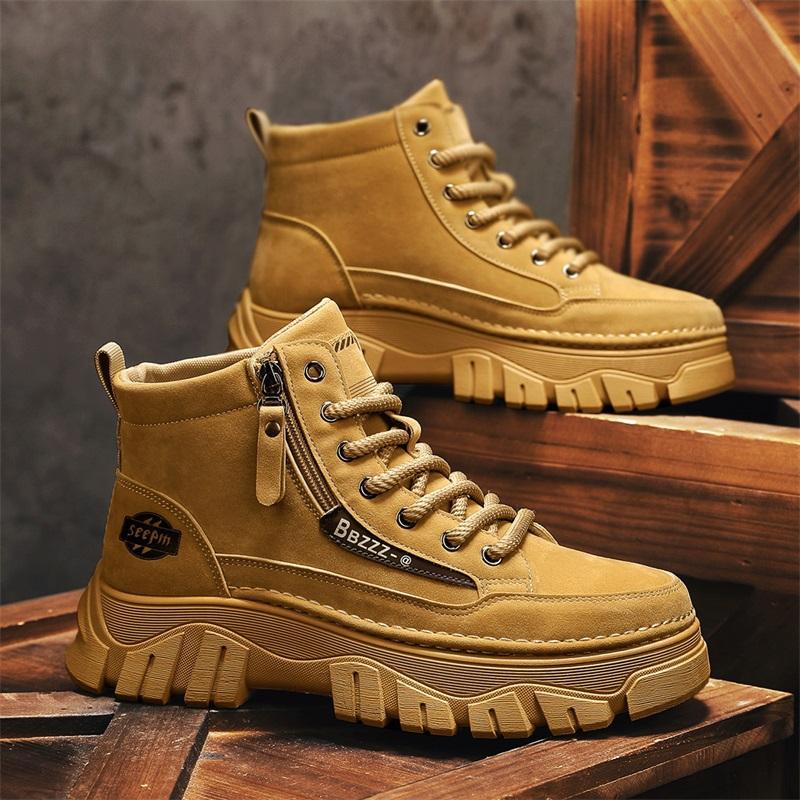 

Men s Anti Slip Outdoor Mid Top Shoes Thick Soled Workwear Boots Sports Casual Martin Are Popular 40 хаки
