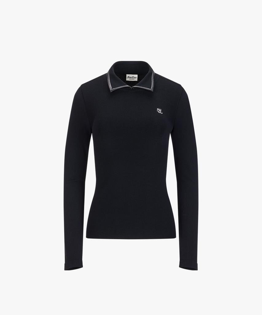 FAIRLIAR GOLF Leather Contrast Collar Knit (Black)