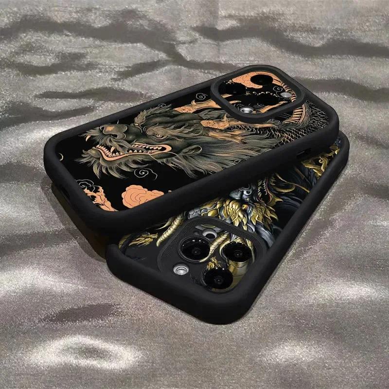 Luxury Loong Dragon Totem Phone Case For iPhone 16 15 14 13 12 Pro Max Mini 11 XS X XR 7 8 Plus Soft Silicone Shockproof Cover