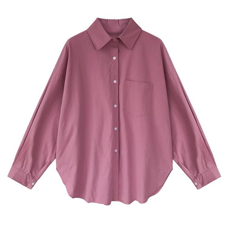1116 new women's clothing simple temperament large size solid color shirt women's loose and thin Han Fan shirt backing top