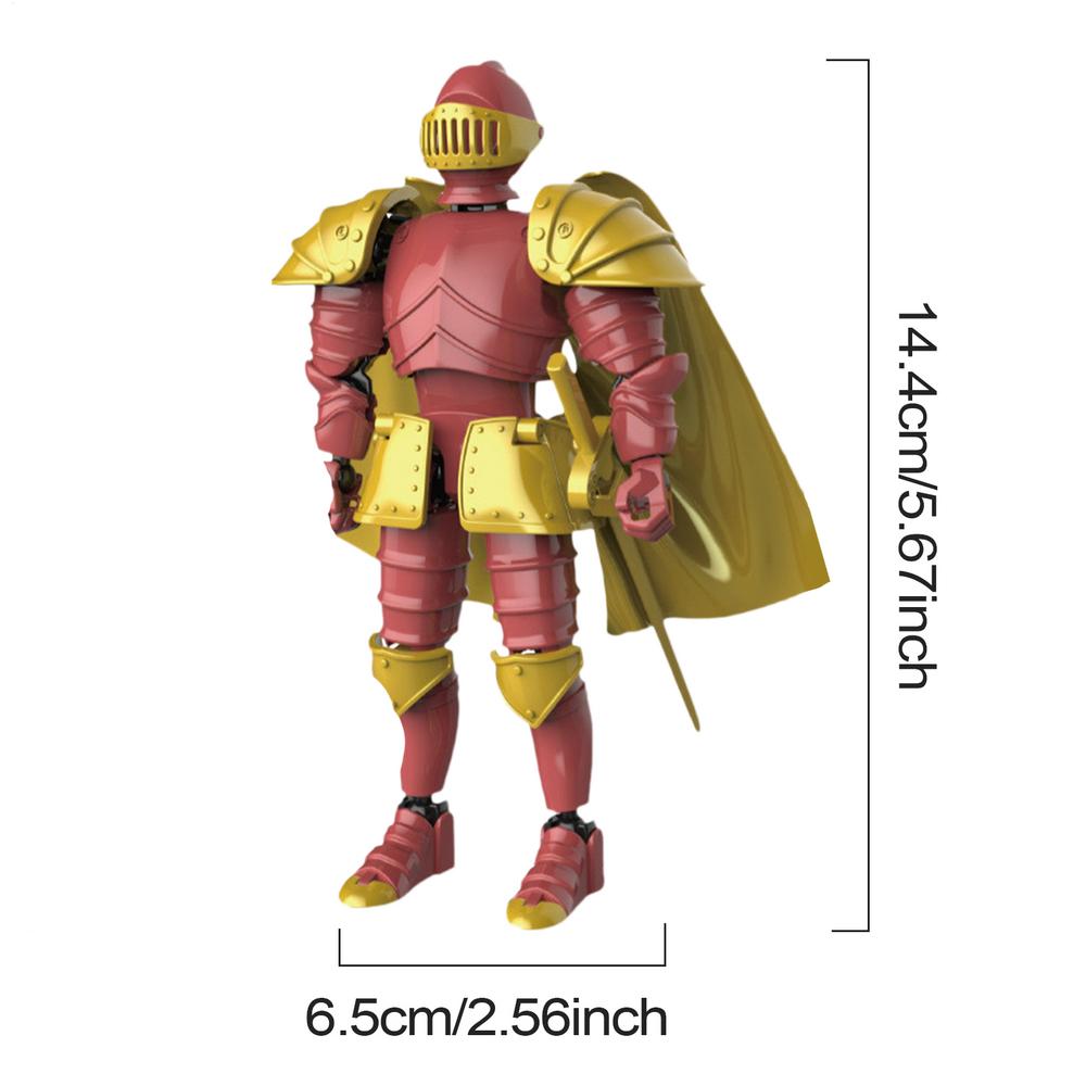 Knight Action Figures 3D Printed Movable Shapeshift Robot Toy Medieval Knight Collectible Figurine Multi-Jointed Action Figure