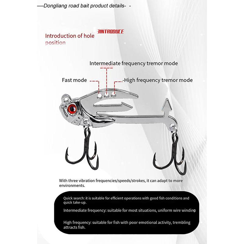 Metal Vib Fishing Lure 2-In-1 Fake Angling Baits Long Throwing Realistic 3D Eyes Fishing Baits For Catfish Bass Trout Vib Tackle