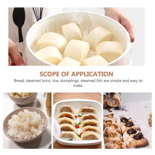 BEBEMOKO Microwave Steamer with Clear Lid, Steaming Plate for Even Food Heating, Water Retention Design, Kitchen Cookware