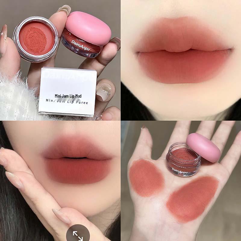 

DAIMANPU Mini Jam Lip Mud: Whitening Matte Nude Makeup Gloss Lipstick for Students and Parties.