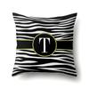 Polyester Pillowcase Zebra Pattern Printing Home Decoration Pillowcase 26 English Letter Cushion Cover Black and White