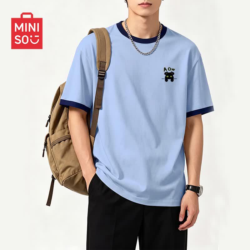MINISO Men's Summer American Street Style Pure Cotton T-Shirt