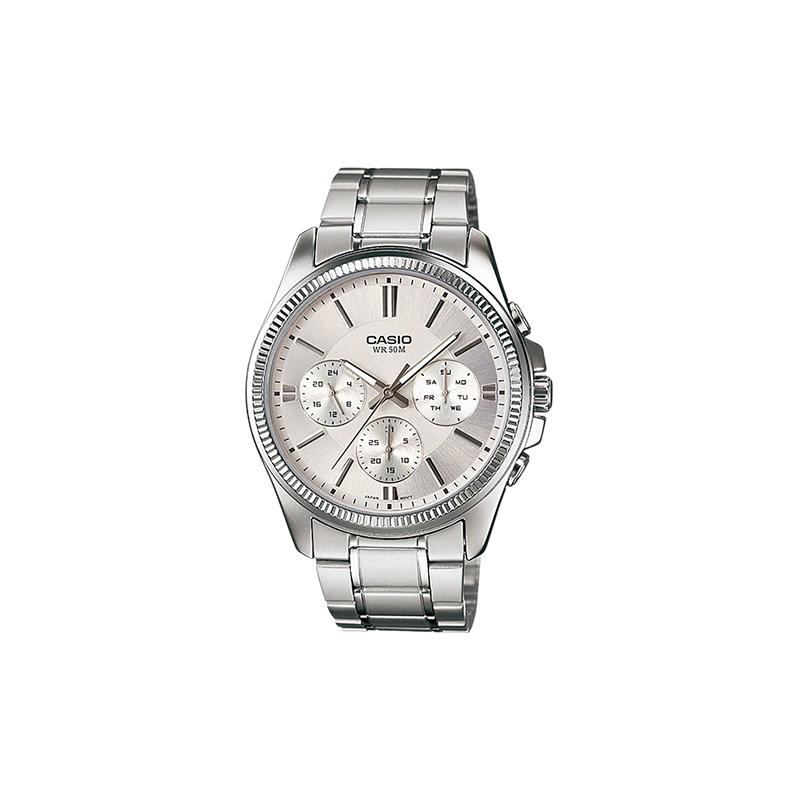 Casio STANDARD Series Simple Fashion Casual Style Quartz Pointer Trend Business Three Plate Six Eyes Quartz Movement Stainless Steel MTP-1375D-7AVDF серебряный