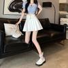 Summer High Waist Cotton Blend Asymmetric Pleated Skirt For Women