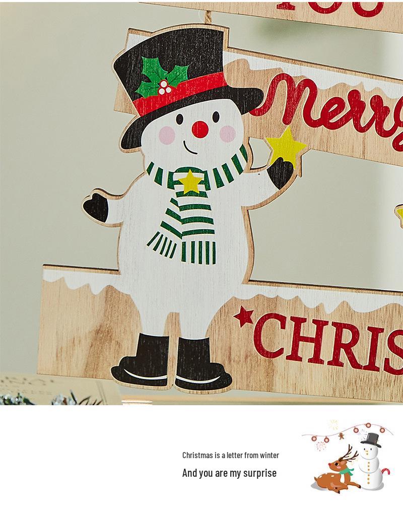 Old Man Snowman Wooden Ladder & Letter Sign Christmas Tree Ornaments for Door & Window Decorations