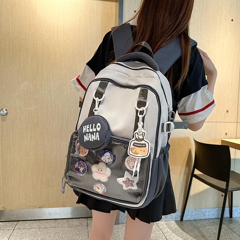Schoolbag New Schoolbag Girls Large Capacity Burden Reduction Lightweight Middle School Students Junior High School Students Class Travel Backpack