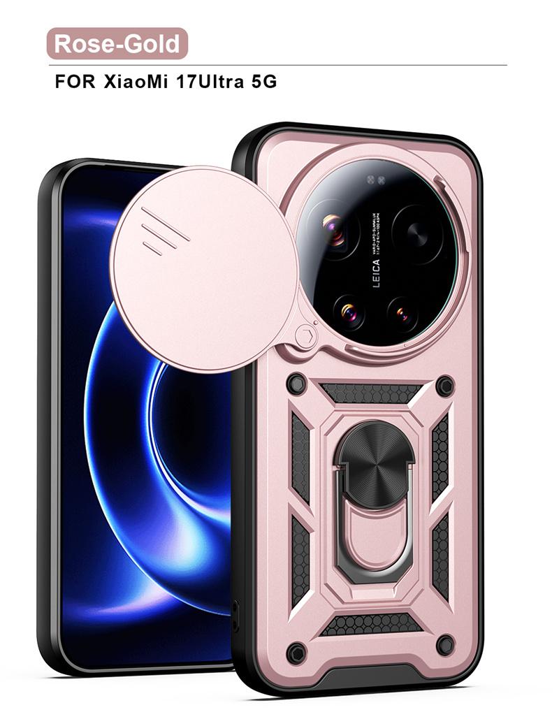 Shockproof Armor Case For Xiaomi 17 Ultra Slide Camera Lens Cover For Xiaomi Mi 17 Ultra Ring Holder Stand Protective Phone Capa Xiaomi 17 Ultra