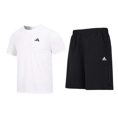 Logo Pulower z Okrągłym Dekoltem Krótki Rękaw Jednolity Kolor Elastyczna Talia Szorty ze Średnim Stanem Zestaw Casualowo-Sportowy Męski zestawy HR8728+HE7405