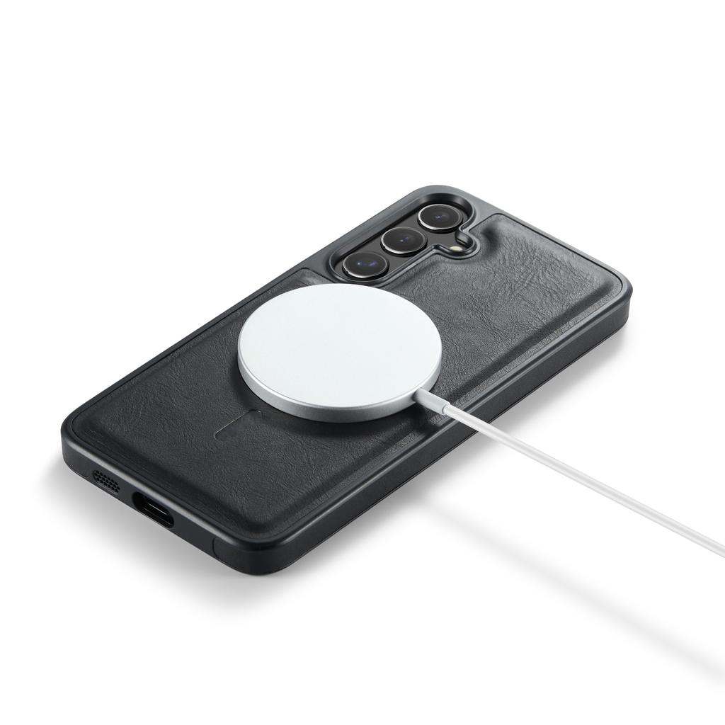 For Samsung Galaxy S24 Magnetic Case PC+TPU+PU Leather Phone Cover