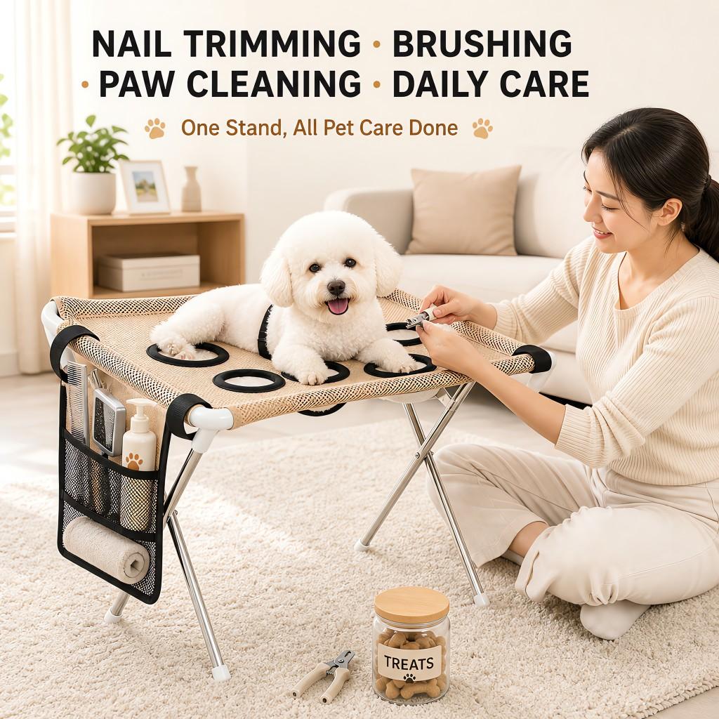 Foldable pet bath rack pet grooming hammock standing or hanging black