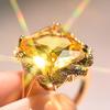 Milangirl  Square Cyrstal Engagement Ring Women Champagne Big Zircon Rings For Women Vintage Zircon Yellow Rings  Gifts