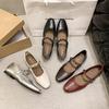 Retro Single Shoes Women's Light Mouth Buckle Heel French Mary Jane Shoes Fashion 2025 Low Square Head Autumn New Word