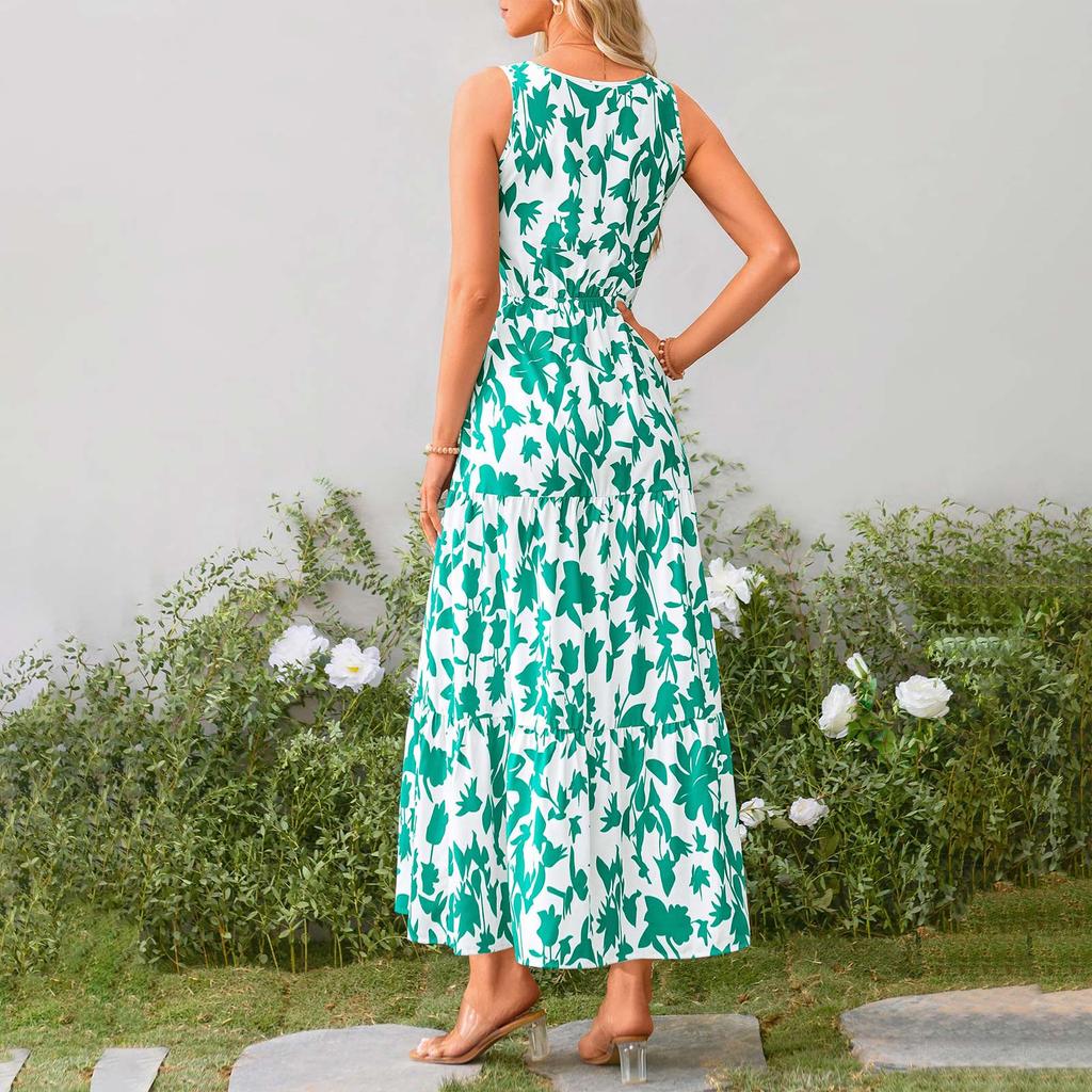 Women's Flowing Dresses Women's Summer Dresses Casual Sleeveless Long Dresses Cute Floral Long Dresses