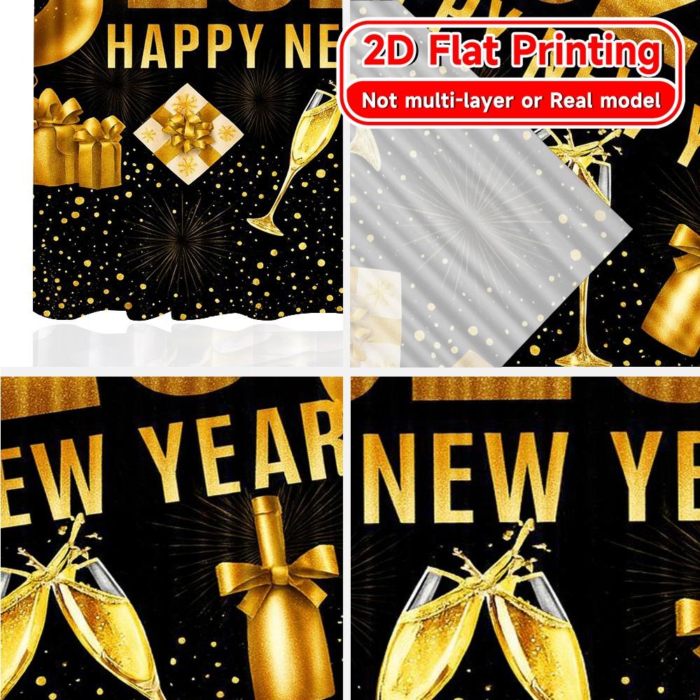 2D Flat Printing,2pcs Golden Celebration(3) Popular Minimalist Curtains Durable Polyester Curtains Outdoor Decorations Ldeal for