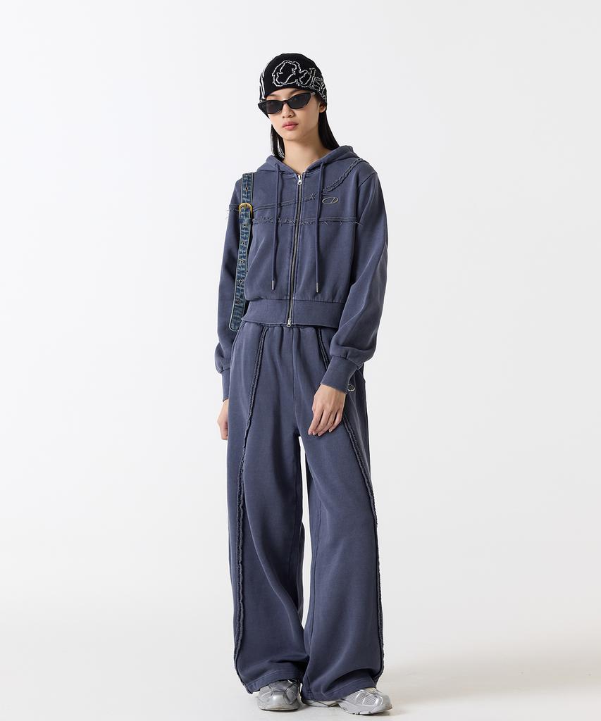 ODDSTUDIO Pigment Cutoff String Wide Pants - Navy