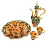 8PCS Zinc Alloy Wine Pot Kit Gold Green Teapot Tea Service Set Turkish Tea Set  For Birthday