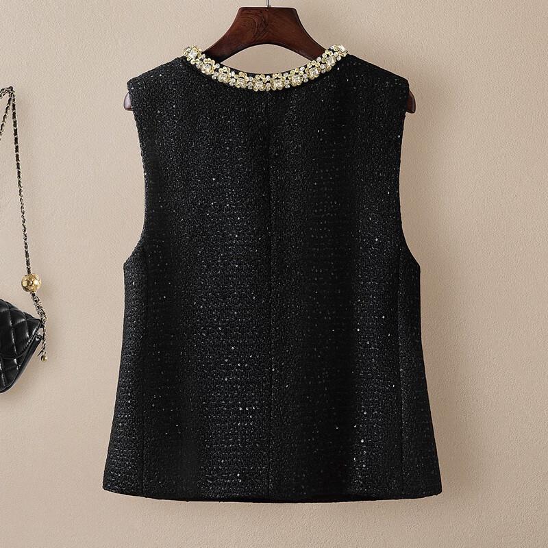 Sibaisha Damen Lammwollmischung Rundhals Kurzweste