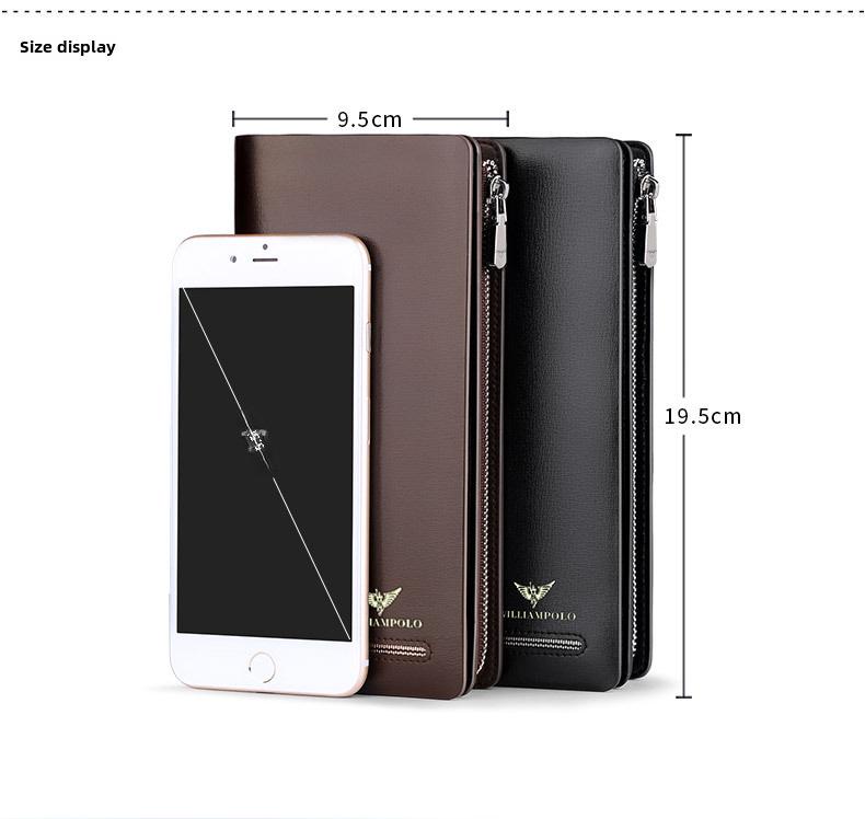 King Paul Herren Echtes Leder Diebstahlsichere Lange Reißverschlussbrieftasche