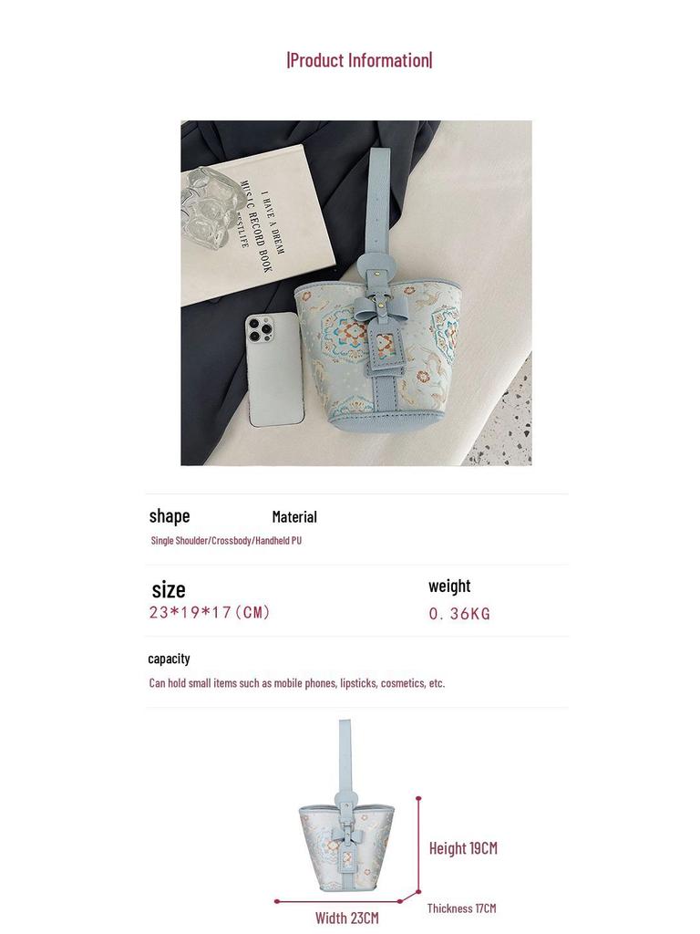 Song Brocade DIY Embroidery Kit: Chinese-Style Handmade Bucket Tote & Crossbody Bag.