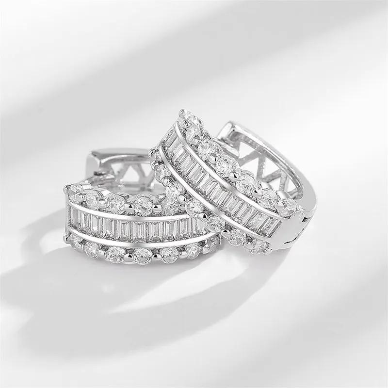 

Huitan Dainty Versatile Hoop Earrings for Women Sparkling Cubic Zirconia Office Accessories Shiny Fashionable Party Zircon Gift