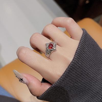 Original Design Niche Love Folds Irregular Personality Red Zir*****Pen Ring Female Personality Advanced Tide