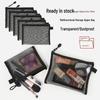 Black Mesh PET Zipper Bag for Toiletries, Makeup, Cards, and Jewelry Storage
