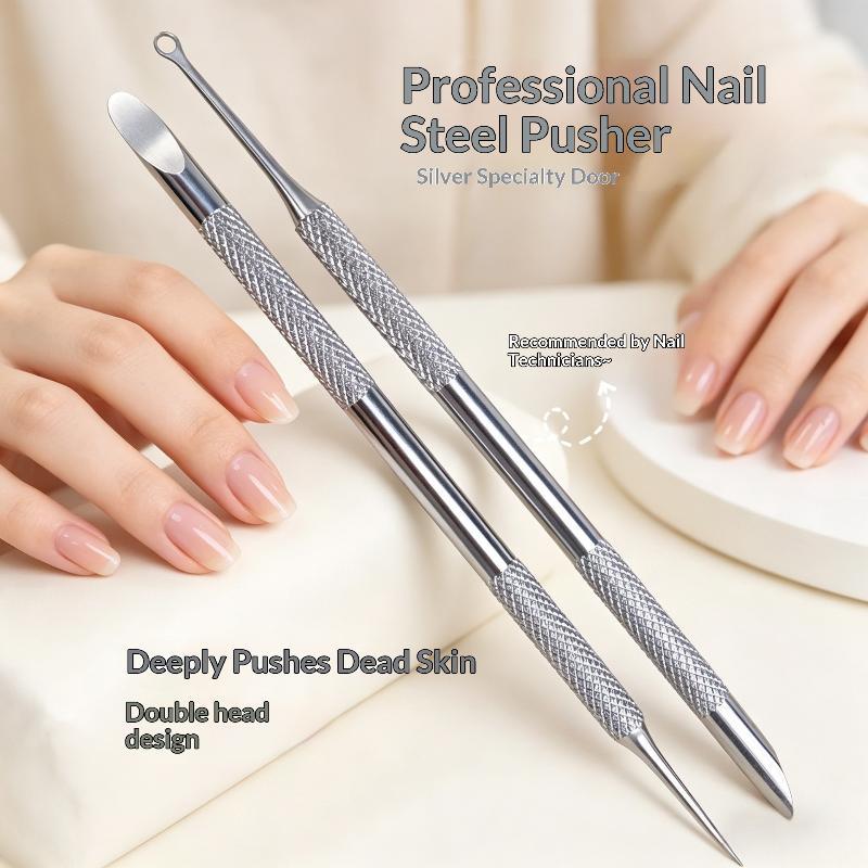 1/4PCS Double-ended Cuticle Remover Manicure Tool Stainless Steel Bevelled Stick for Home DIY Nail Art Use