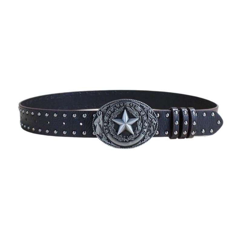 Gothic Waist Belt for Cowgirl Carved Silver Buckle Retro Silver Buckle Waist Chain Stylish Belt Fashion Accessories