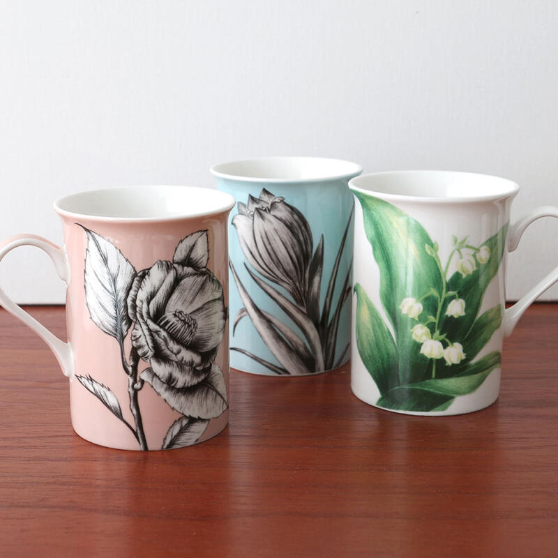 Flower Mug 2-piece set (3 types) Blue 2P