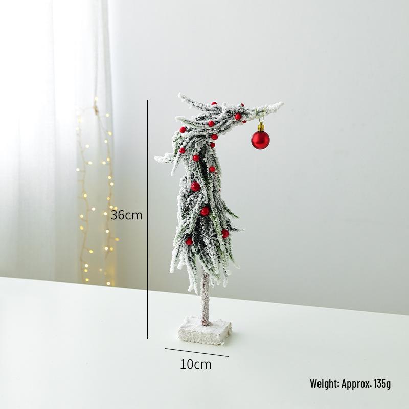 NUCHI Mini Snowing Crooked Neck Christmas Tree Ornament.