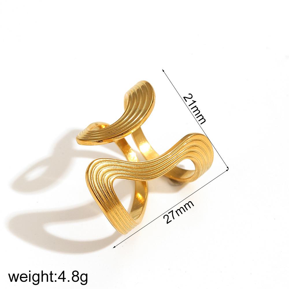 2025 New 18K Gold Plated Stainless Steel Metal Rings for Women Irregular Trendy Designer Aesthetic Jewelry Waterproof Men's Ring